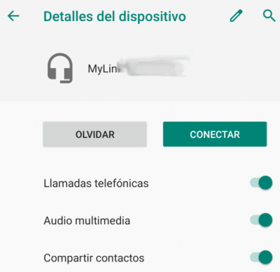 Opciones de configuración de MyLink